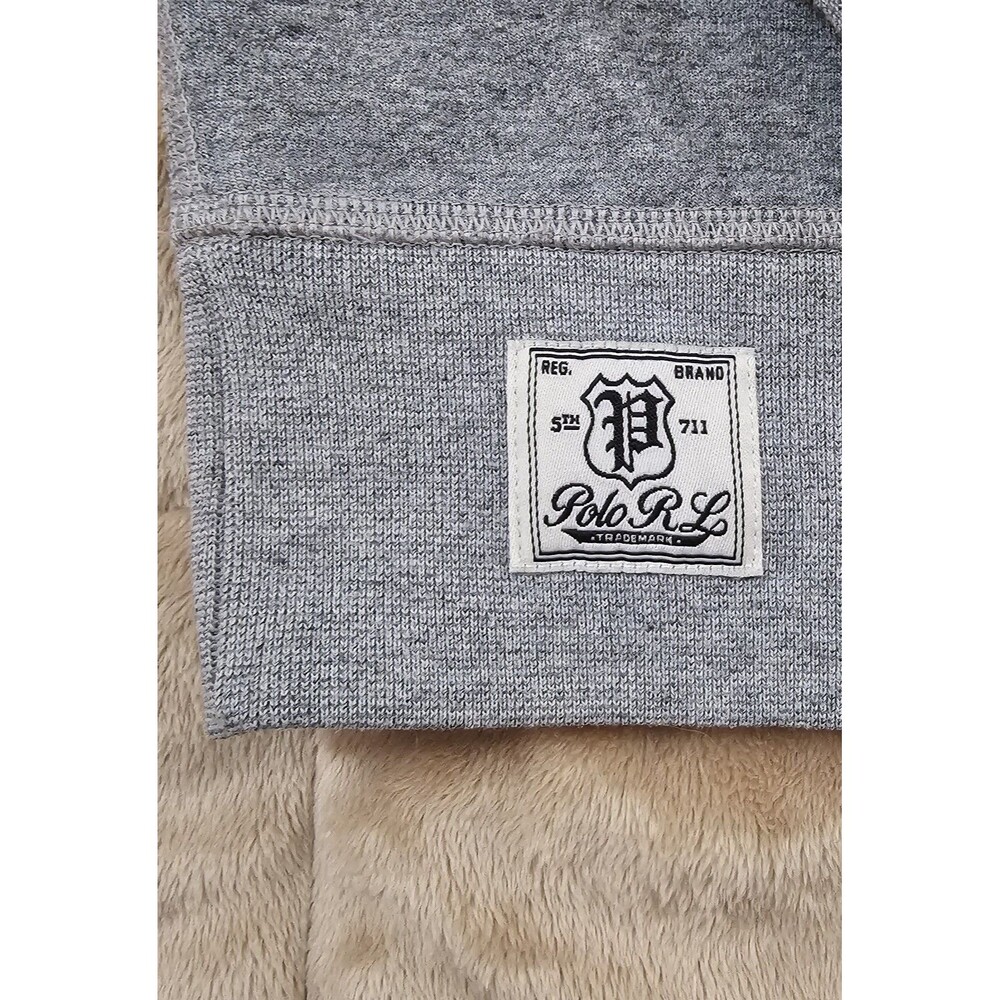 Polo Ralph Lauren P Patch Varsity Sweatshirt Gray Letterman Mens L Crewneck - Picture 3 of 6